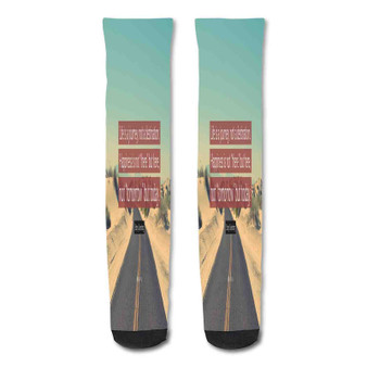 Pastele Happiness Is Journey Not A Destination Quote Custom Personalized Sublimation Printed Socks Polyester Acrylic Nylon Spandex