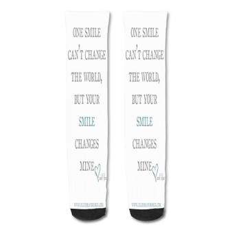 Pastele Your Smile Quotes Custom Personalized Sublimation Printed Socks Polyester Acrylic Nylon Spandex