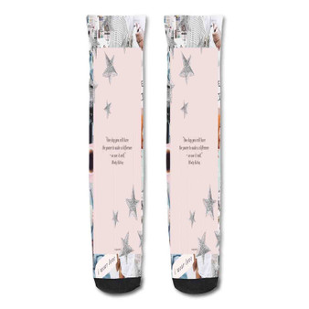 Pastele Aesthetic And Quote Custom Personalized Sublimation Printed Socks Polyester Acrylic Nylon Spandex