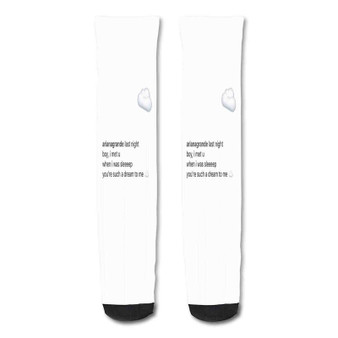 Pastele Aesthetic Ariana Grande Quotes Grey Black Custom Personalized Sublimation Printed Socks Polyester Acrylic Nylon Spandex