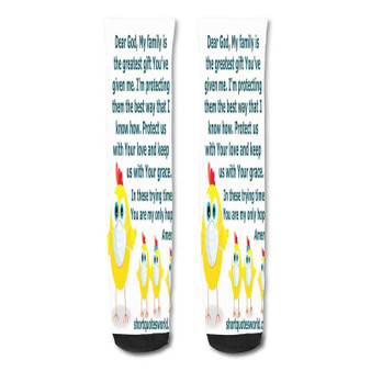 Pastele Dear God Bless My Family Quotes Custom Personalized Sublimation Printed Socks Polyester Acrylic Nylon Spandex