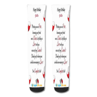 Pastele Happy Birthday Peter Quotes Custom Personalized Sublimation Printed Socks Polyester Acrylic Nylon Spandex