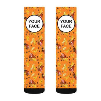 Pastele Lion King Simba Custom Personalized Sublimation Printed Socks Polyester Acrylic Nylon Spandex