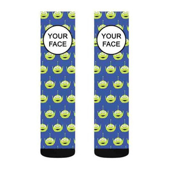 Pastele Little Green Man Toy Story Custom Personalized Sublimation Printed Socks Polyester Acrylic Nylon Spandex