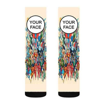 Pastele MArvel and DC Comics Superheroes Logo Custom Personalized Sublimation Printed Socks Polyester Acrylic Nylon Spandex