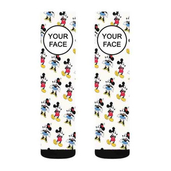 Pastele Mickey and Minnie Mouse Disney Love Custom Personalized Sublimation Printed Socks Polyester Acrylic Nylon Spandex