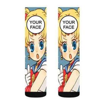 Pastele Sailor Moon Collage Custom Personalized Sublimation Printed Socks Polyester Acrylic Nylon Spandex