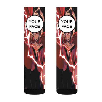 Pastele Scarlet Witch Marvel Custom Personalized Sublimation Printed Socks Polyester Acrylic Nylon Spandex
