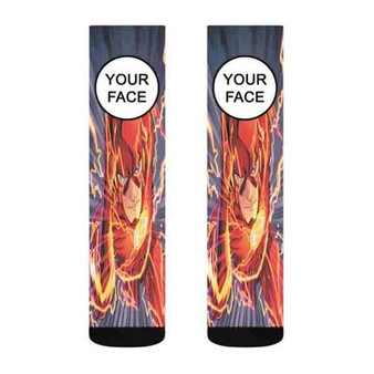 Pastele The Flash DC Comics Superheroes Logo Custom Personalized Sublimation Printed Socks Polyester Acrylic Nylon Spandex