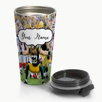 Pastele New Clay Matthews Green Bay Packers NFL Custom Personalized Name Steinless Steel Travel Mug