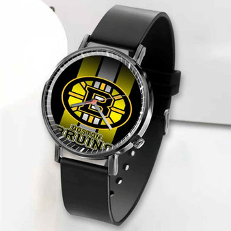 Pastele New Boston Bruins Custom Unisex Black Quartz Watch Premium Gift Box Watches