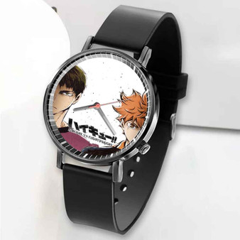 Pastele New Haikyuu Karasuno Koukou VS Shiratorizawa Gakuen Koukou Custom Unisex Black Quartz Watch Premium Gift Box Watches