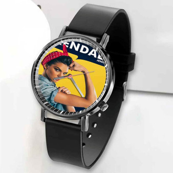 Pastele New Kendall Jenner as Rosie the Riveter Custom Unisex Black Quartz Watch Premium Gift Box Watches