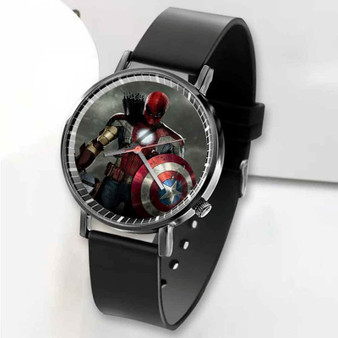 Pastele New Spiderman Thor Hawkeye Captain America Iron Man Black Widow Custom Unisex Black Quartz Watch Premium Gift Box Watches