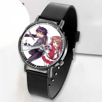 Pastele New Kirito and Asuna Sword Art Online Custom Unisex Black Quartz Watch Premium Gift Box Watches