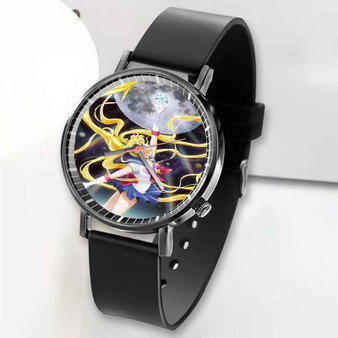 Pastele New Pretty Guardian Sailor Moon Crystal Custom Unisex Black Quartz Watch Premium Gift Box Watches