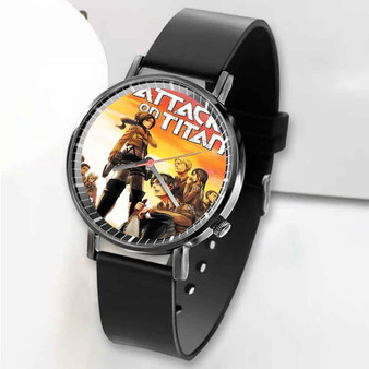 Pastele New Attack on Titan Custom Unisex Black Quartz Watch Premium Gift Box Watches