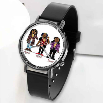 Pastele New Migos Quavo Offset Takeoff Custom Unisex Black Quartz Watch Premium Gift Box Watches