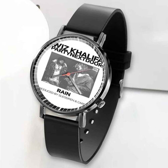 Pastele New Rain Wiz Khalifa Feat Party Next Door Custom Unisex Black Quartz Watch Premium Gift Box Watches