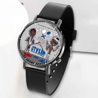 Pastele New Stylin Skooly Feat Young Thug Custom Unisex Black Quartz Watch Premium Gift Box Watches