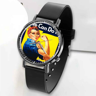 Pastele New Rosie The Riveter Custom Unisex Black Quartz Watch Premium Gift Box Watches