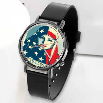 Pastele New American Flag Hijab Custom Unisex Black Quartz Watch Premium Gift Box Watches