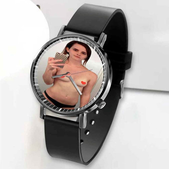 Pastele New Emma Watson Selfie Custom Unisex Black Quartz Watch Premium Gift Box Watches