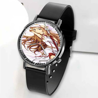 Pastele New Asuna Yuuki Sword Art Online Anime Custom Unisex Black Quartz Watch Premium Gift Box Watches
