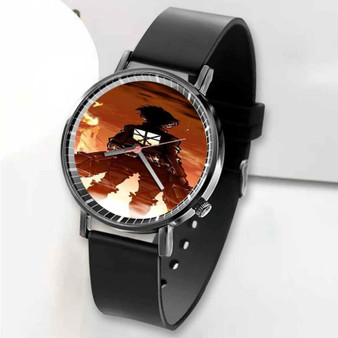 Pastele New Eren Jaeger Attack on TItan Custom Unisex Black Quartz Watch Premium Gift Box Watches