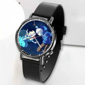 Pastele New Rise of The Guardians Jack Frost and Frozens Elsa Custom Unisex Black Quartz Watch Premium Gift Box Watches