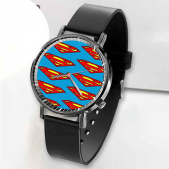 Pastele New Superman Logos Custom Unisex Black Quartz Watch Premium Gift Box Watches