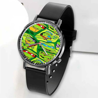 Pastele New Teenage Mutant Ninja Turtles Pizza Custom Unisex Black Quartz Watch Premium Gift Box Watches