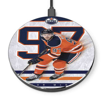 Pastele Connor Mc David Edmonton Oilers NHL Custom Personalized Gift Wireless Charger Custom Phone Charging Pad iPhone Samsung