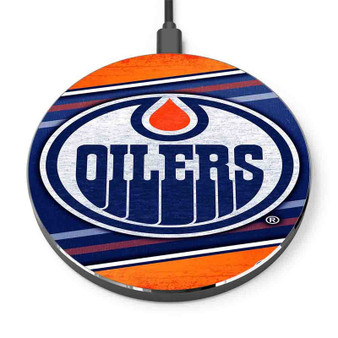 Pastele Edmonton Oilers NHL Custom Personalized Gift Wireless Charger Custom Phone Charging Pad iPhone Samsung