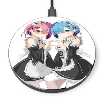 Pastele Ram and Rem Re Zero Custom Personalized Gift Wireless Charger Custom Phone Charging Pad iPhone Samsung