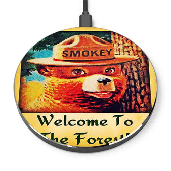 Pastele Smokey Bear Welcome To The Forest Custom Personalized Gift Wireless Charger Custom Phone Charging Pad iPhone Samsung