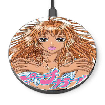 Pastele Peach Girl Custom Personalized Gift Wireless Charger Custom Phone Charging Pad iPhone Samsung