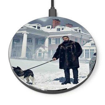 Pastele Drake With Dog Snow Custom Personalized Gift Wireless Charger Custom Phone Charging Pad iPhone Samsung