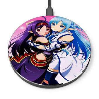Pastele Asuna and Sinon Sword Art Online Custom Personalized Gift Wireless Charger Custom Phone Charging Pad iPhone Samsung