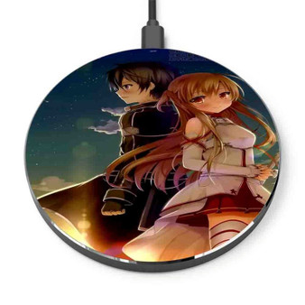 Pastele Kirito and Asuna Sunset Sword Art Online Custom Personalized Gift Wireless Charger Custom Phone Charging Pad iPhone Samsung