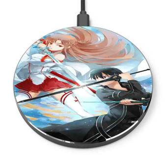 Pastele Sword Art Online Asuna and Kirito Kiss Custom Personalized Gift Wireless Charger Custom Phone Charging Pad iPhone Samsung
