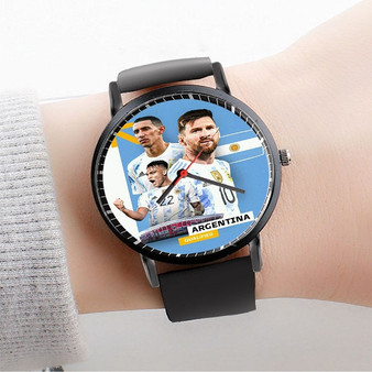 Pastele Argentina World Cup 2022 Custom Watch Awesome Unisex Black Classic Plastic Quartz Watch for Men Women Premium Gift Box Watches