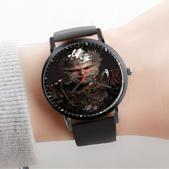 Pastele Black Myth Wukong Custom Watch Awesome Unisex Black Classic Plastic Quartz Watch for Men Women Premium Gift Box Watches