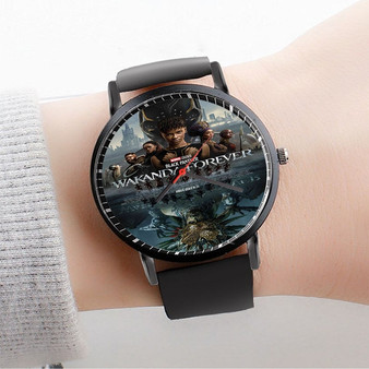 Pastele Black Panther Wakanda Forever Marvel Custom Watch Awesome Unisex Black Classic Plastic Quartz Watch for Men Women Premium Gift Box Watches