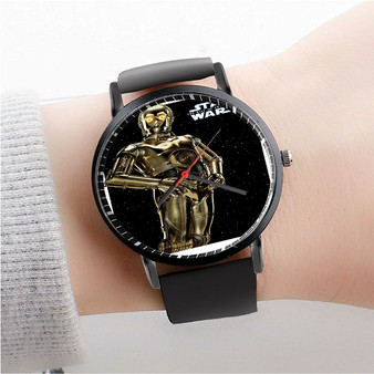 Pastele C3 PO Star Wars Custom Watch Awesome Unisex Black Classic Plastic Quartz Watch for Men Women Premium Gift Box Watches