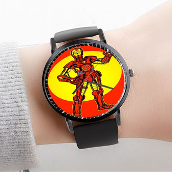 Pastele C3 PO Star Wars Iron Man Custom Watch Awesome Unisex Black Classic Plastic Quartz Watch for Men Women Premium Gift Box Watches