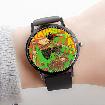 Pastele Chainsaw Man Vintage Custom Watch Awesome Unisex Black Classic Plastic Quartz Watch for Men Women Premium Gift Box Watches