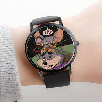 Pastele Chuck E Cheese Custom Watch Awesome Unisex Black Classic Plastic Quartz Watch for Men Women Premium Gift Box Watches