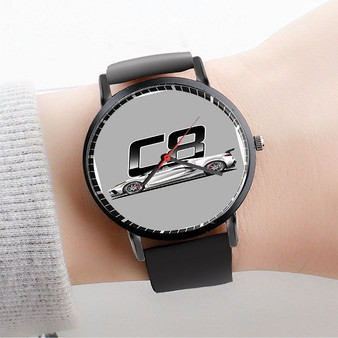 Pastele Corvette C8 White Custom Watch Awesome Unisex Black Classic Plastic Quartz Watch for Men Women Premium Gift Box Watches