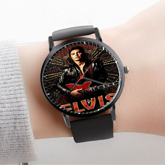 Pastele Elvis Poster Custom Watch Awesome Unisex Black Classic Plastic Quartz Watch for Men Women Premium Gift Box Watches